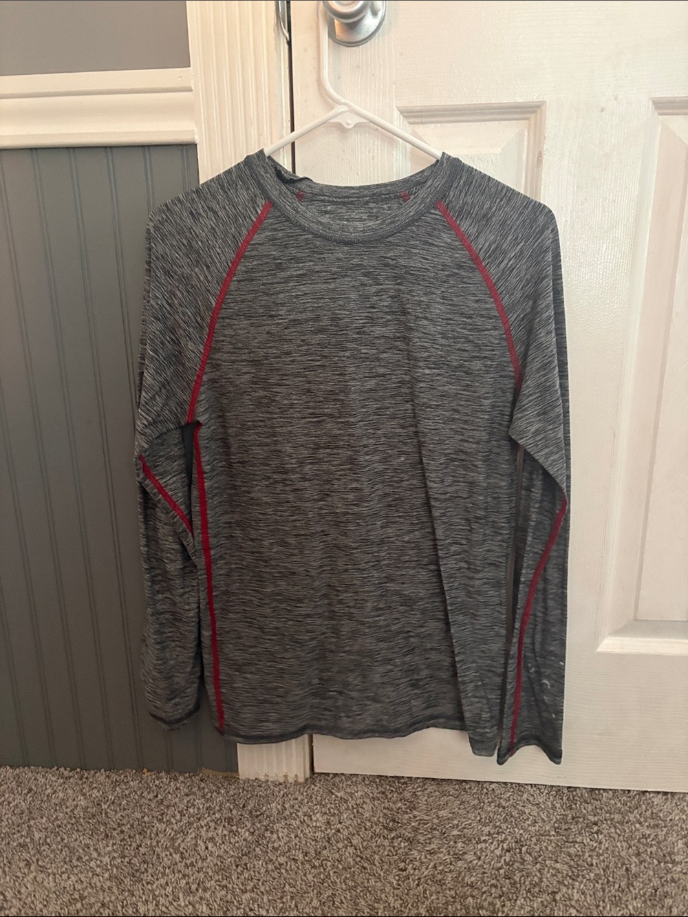Russell Athletic Gray Long Sleeve Performance Top with Red Accents